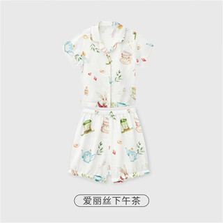 嫚熙（EMXEE）.儿童套装短袖睡衣裤夏季男女宝宝家居服空调睡衣套装 爱丽丝下午茶 73