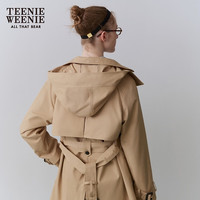 Teenie Weenie小熊春季休闲气质可拆卸连帽系带风衣外套上衣女