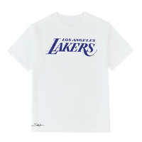 NBA短袖T恤男softfire联名湖人队2025夏季圆领透气运动t恤男 藏青色 XL （120-140斤）