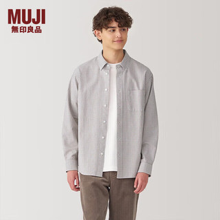 無印良品 MUJI（無印良品 ）男式 水洗牛津纽扣领长袖衬衫 男士衬衣外套纯棉 春季 AC4AAC4A