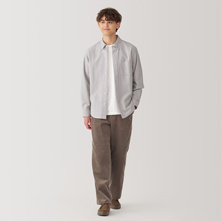 無印良品 MUJI（無印良品 ）男式 水洗牛津纽扣领长袖衬衫 男士衬衣外套纯棉 春季 AC4AAC4A