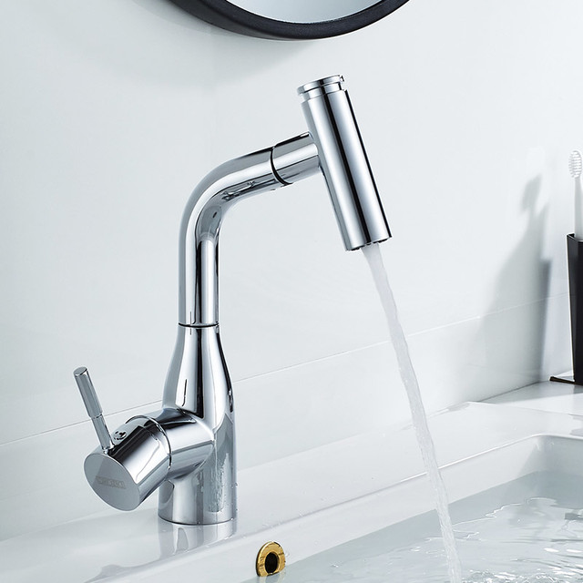 帝朗 Delong 抽拉面盆龙头洗脸盆台盆冷热水龙头卫生间家用伸缩台上盆龙头