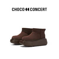 CHOCO CONCERTT设计鞋履丨圆方不对称雪地靴中筒松糕底靴子时装靴