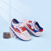 泰兰尼斯男童篮球鞋耐磨透气中帮网眼透气小白鞋儿童板鞋防滑软底运动鞋 白蓝红 32 内长21cm