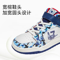泰兰尼斯男童篮球鞋耐磨透气中帮网眼透气小白鞋儿童板鞋防滑软底运动鞋 蓝/白 36 内长23cm