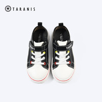 泰兰尼斯男童篮球鞋耐磨透气中帮网眼透气小白鞋儿童板鞋防滑软底运动鞋 黑色 板鞋 34 内长22cm