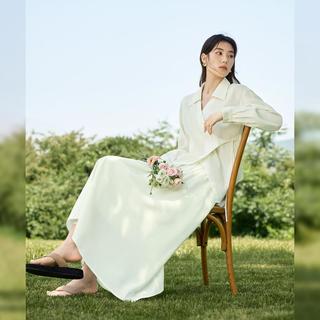 【AN大码系列】春秋装轻薄围裹式门襟衬衫半裙女式套装