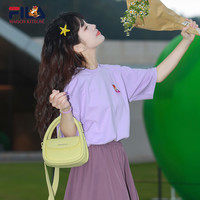 易烊千玺同款FILA斐乐多彩T女夏季小狐狸上衣男短袖T恤 160/84A/XS