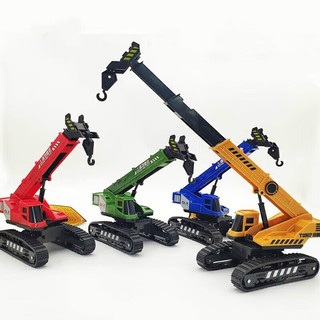 溪鸟早教吊车玩具车挖掘机玩具起重机轻型履带仿真工程车玩具套装 轻履式吊机360度旋转【黄色】