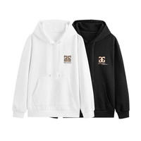 GXG男装  双色挺阔连帽老花logo绣花卫衣GEX13119263 白色 3XL