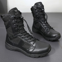 君洛克飞鱼8.3超轻作战靴男女夏季透气战术高帮户外登山鞋靴 黑色 36 