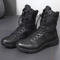 君洛克飞鱼8.3超轻作战靴男女夏季透气战术高帮户外登山鞋靴 黑色 47