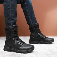 君洛克飞鱼8.4透气超轻作战靴高帮拉链战术鞋耐磨作训靴 35