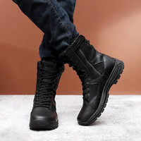 君洛克飞鱼8.4透气超轻作战靴高帮拉链战术鞋耐磨作训靴 37