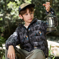 迪士尼（Disney）童装儿童轻薄羽绒服2024年秋冬男女童宝宝洋气三防白鸭绒外套 黑底字母唐老鸭 【男童】 150