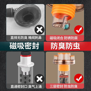 米良品 厨卫排水管三通防臭分流器 1个装