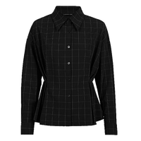 S.DEER圣迪奥2022春季休闲翻领撞色格纹长袖修身收腰衬衫女款S22180529