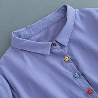 子牧棉麻装 复古中国风翻领长袖衬衫(扣子颜色）8315 黄色 XXL(120-130斤)