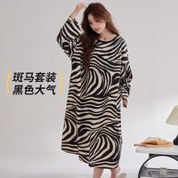 【100%棉】可外穿圆领睡裙女春秋款高级感纯棉长袖家居服睡衣