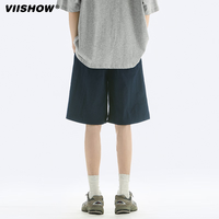 viishow短裤男士夏季潮牌简约纯色五分休闲裤青少年运动中裤夏季短裤 藏青色 3XL