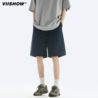 viishow短裤男士夏季潮牌简约纯色五分休闲裤青少年运动中裤夏季短裤 藏青色 S