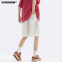 viishow短裤男士夏季潮牌简约纯色五分休闲裤青少年运动中裤夏季短裤 白色 L
