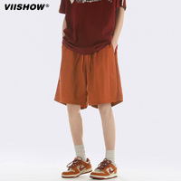 viishow短裤男士夏季潮牌简约纯色五分休闲裤青少年运动中裤夏季短裤 橙色 M