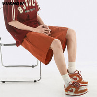 viishow短裤男士夏季潮牌简约纯色五分休闲裤青少年运动中裤夏季短裤 橙色 2XL