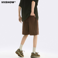 viishow短裤男士夏季潮牌简约纯色五分休闲裤青少年运动中裤夏季短裤 咖色 M