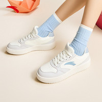 安踏轻程板鞋女鞋小白鞋鞋子女轻便百搭男女同款休闲鞋运动鞋 象牙白/沙粒灰/蒙尘蓝-2 36 (女5.5)