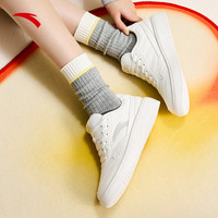 安踏轻程板鞋女鞋小白鞋鞋子女轻便百搭男女同款休闲鞋运动鞋 象牙白-1 36 (女5.5)