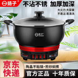 扬子 电炒锅多功能家用电热锅电煮锅1-10人 升级款：陶晶不粘锅 24CM两灯无蒸笼