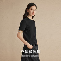 【播奥莱】【5A抗菌】播圆领T恤2024夏季修身内搭短袖上衣 K40玄黑 XL