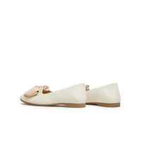 天美意蝴蝶结软底浅口单鞋平底鞋女晚晚鞋皮鞋秋CRR29AQ4 黄色 40