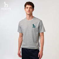 【100%棉】Hazzys哈吉斯2025夏季LOGO纯棉短袖T恤男宽松上衣 180/100A 白色