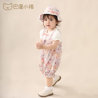 宝宝夏装女宝哈衣夏季假两件背带连体衣短袖薄款爬爬服婴儿衣服