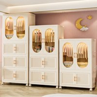 纳份爱加厚儿童衣柜收纳双开门储物柜宝宝婴儿卧室小衣橱免安装折叠斗柜 【1衣柜+2箱】补贴 含8个儿童衣架