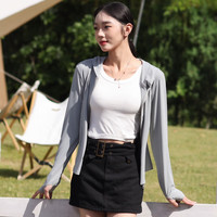 诗莉奥(SHILIAO)冰丝修身防晒衣女款夏季薄款2024户外透气开衫外套紧身防晒服 薄雾灰 L【适合100-120斤】