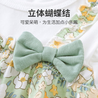 优奇女婴夏装莫代尔婴儿衣服短袖连体衣夏季薄款宝宝裙子甜美可爱哈衣 66