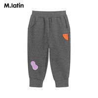 马拉丁童装女童裤子小童针织长裤秋装立体贴布针织裤透气裤子 深杂灰