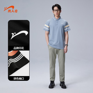 贵人鸟爸爸短袖t恤男夏季男士polo衫爸爸装夏装中年男装上衣 2XL 黑色