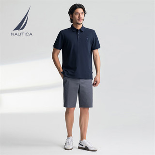 诺帝卡（NAUTICA）男装25春夏棉氨珠地亲肤透气多色短袖POLO衫男KE5101 藏青4NV M