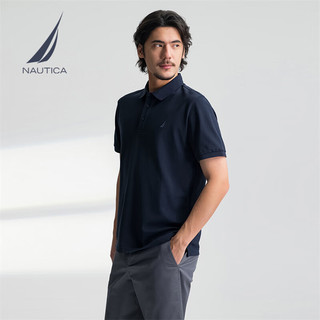 诺帝卡（NAUTICA）男装25春夏棉氨珠地亲肤透气多色短袖POLO衫男KE5101 藏青4NV M