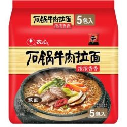 农心 石锅牛肉面120g*5包辛拉面方便面