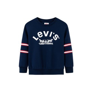 Levi's李维斯童装春秋款儿童学院风圆领卫衣男童复古撞色加绒上衣  130 /64 【建议身高116-122cm】