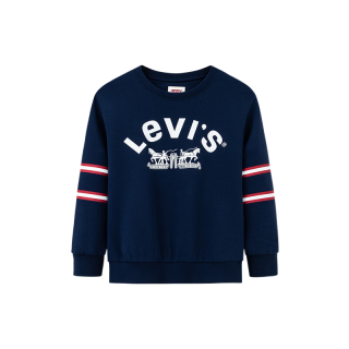 Levi's李维斯童装春秋款儿童学院风圆领卫衣男童复古撞色加绒上衣  130 /64 【建议身高116-122cm】