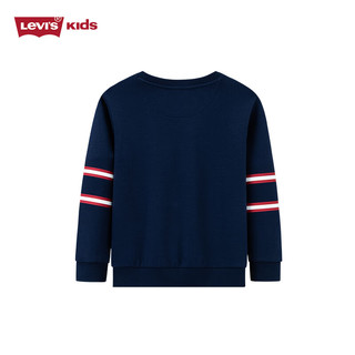 Levi's李维斯童装春秋款儿童学院风圆领卫衣男童复古撞色加绒上衣  130 /64 【建议身高116-122cm】