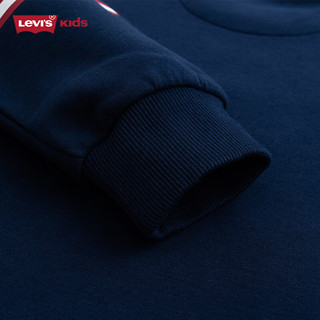 Levi's李维斯童装春秋款儿童学院风圆领卫衣男童复古撞色加绒上衣  130 /64 【建议身高116-122cm】