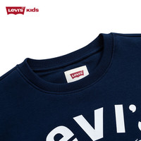 Levi's李维斯童装春秋款儿童学院风圆领卫衣男童复古撞色加绒上衣 深靛蓝(加绒) 120 /60 【身高110-116cm】