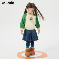 马·拉丁(M.Latin)/童装儿童卫衣23年冬装男女童小童织标圆领印花卫衣 米白 120cm